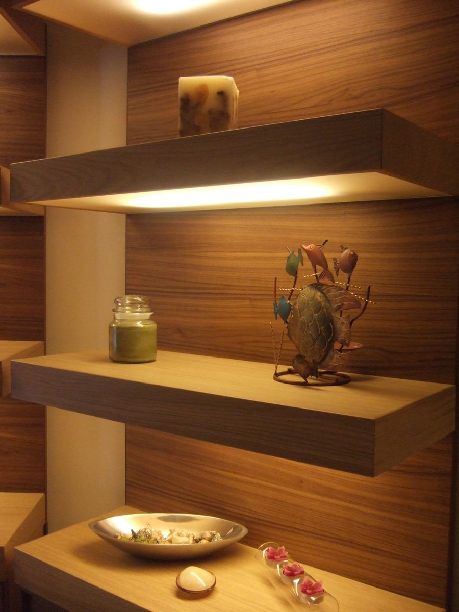 Custom Made Lighted, Floating Shelves by Ecostruction Llc