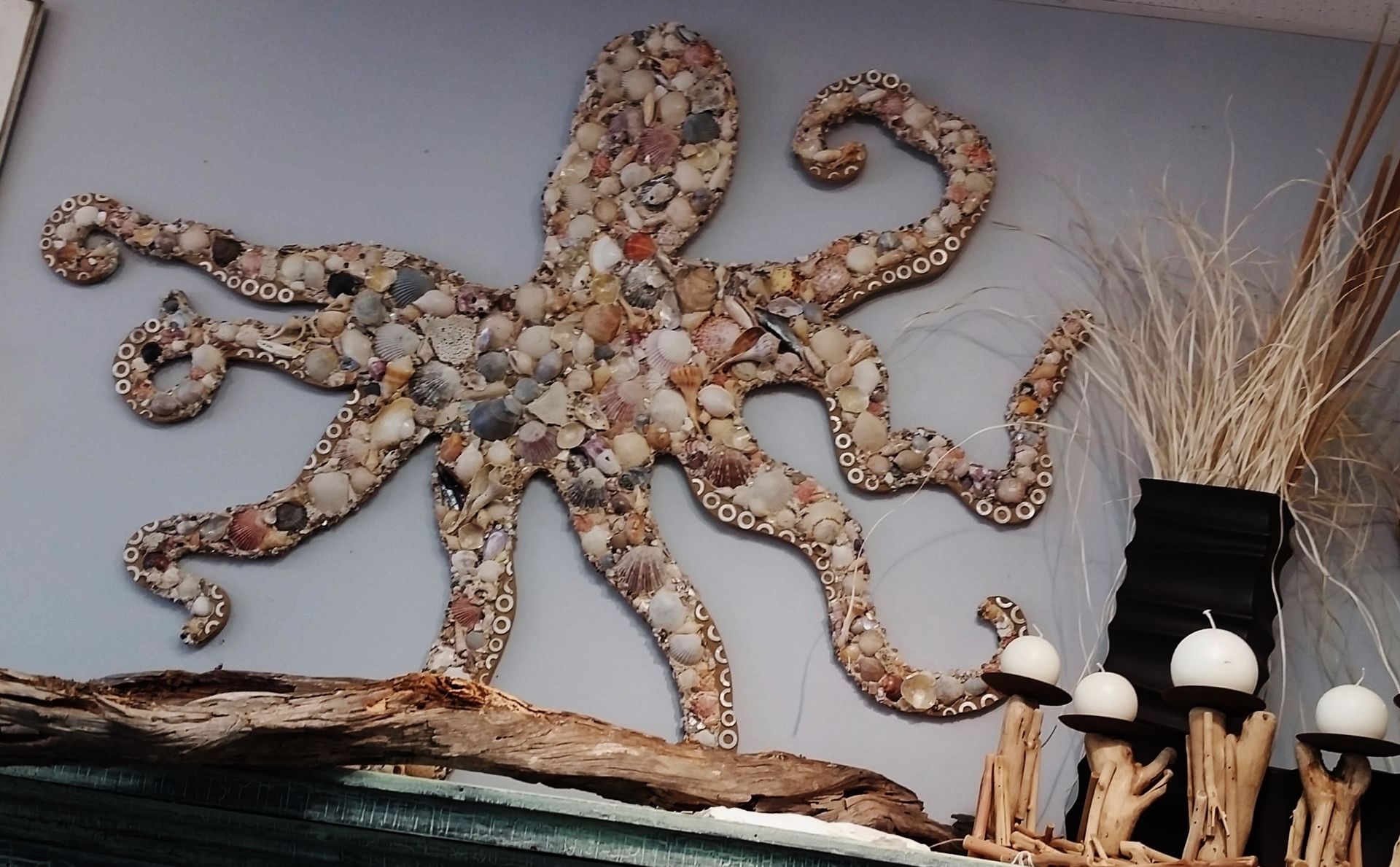 Buy a Hand Made Huge Shell Encrusted Octopus Wall Art ...