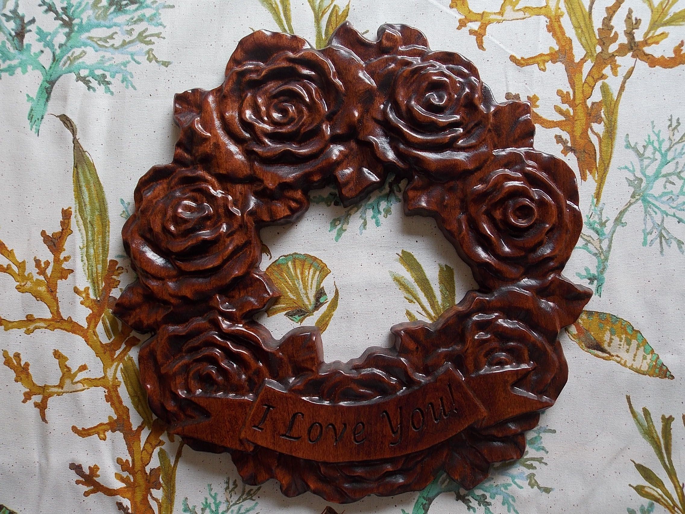 Buy Hand Crafted Rose Wall Wreath Unique Wood Wreaths, made to order