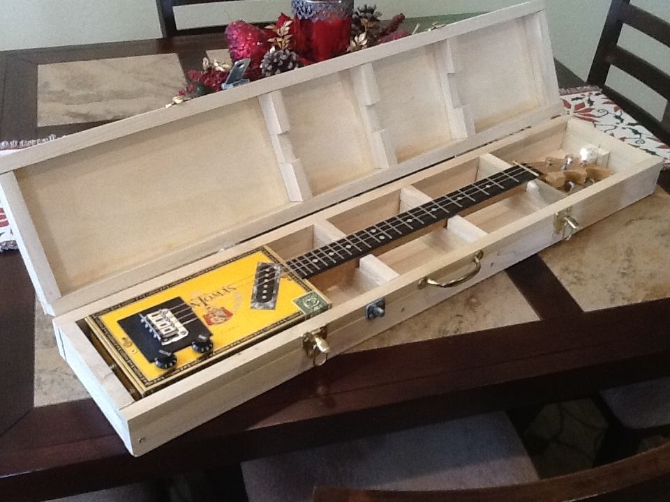 Handmade Electric Cigar Box Guitar And Case by Cigar Box Guitars by Wes