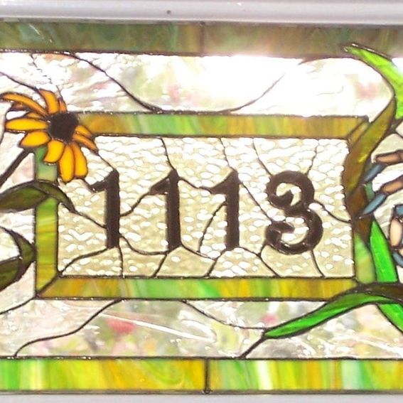 Hand Crafted Stained Glass Window Maryland Crab And Black Eyed Susan Transom by Terraza
