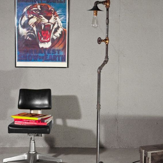 Custom Industrial Pipe Floor Lamp by Anton Maka Designs
