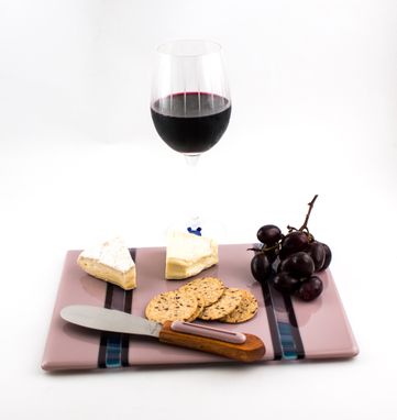 Custom Made Fused Glass Cheese Tray In Purple And Mauve