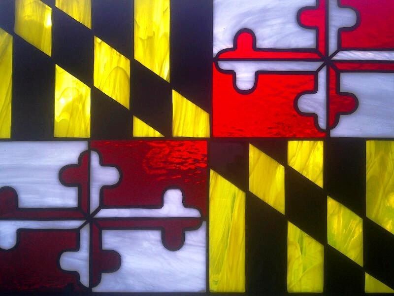 Custom Stained Glass Panel / Sun Catcher / Maryland Flag by Terraza Stained Glass