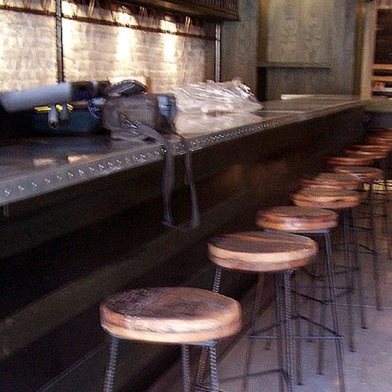 Buy Hand Made Reclaimed Wood Bar Stools With Industrial Rebar Legs