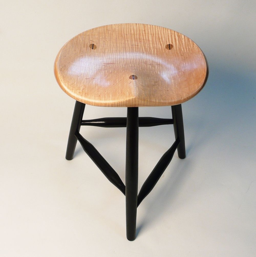 Custom Garny Guitar Stool Tiger Maple Tripod Stool by GARNY & Co