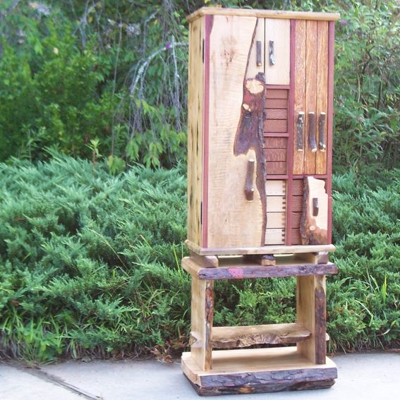 Custom Made Reclaimed Wood Jewelry Chest On Stand by Nature's Knots