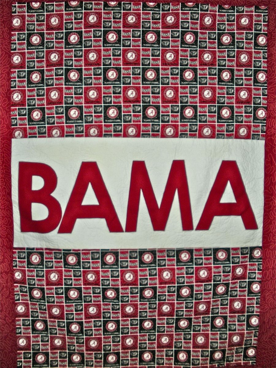 Handmade House Divided Bama & Lsu Lap Quilt by ONE BEE LANE, LLC