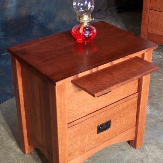 Custom Made 2 Drawer Quartersawn Oak Mission Style Night Stand by Cc