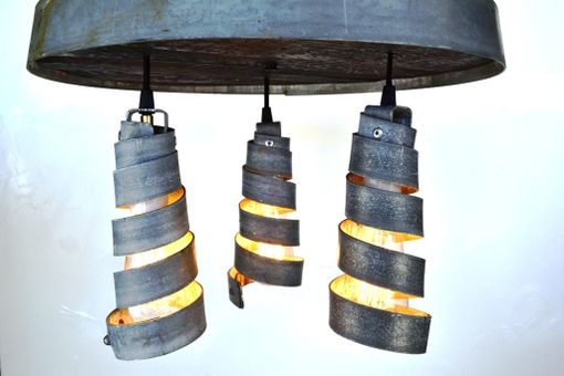 Custom Made Wine Barrel Head Ceiling Light - Tripoli - Made From Retired California Wine Barrels