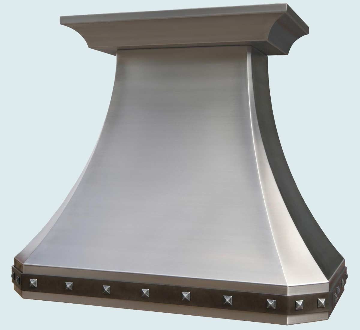 Hand Crafted Stainless Range Hood With Steel Strap Zinc Clavos By