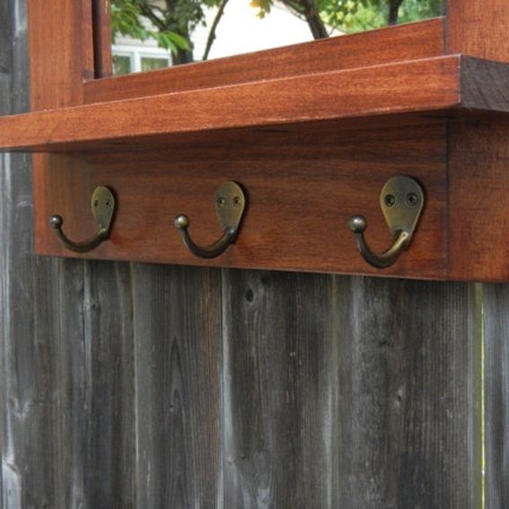 Custom Made Entry Mirror With Key Hooks And Shelf by Neilson Woodworks