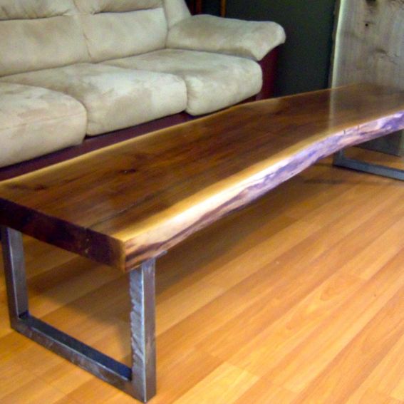 Hand Made Live Edge Black Walnut Coffee Table With Square Legs by Ozma