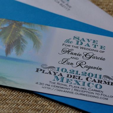 Custom Made Design Fee - Boarding Pass Invitation Or Save The Date (Tropical Destination Wedding Beach Design)