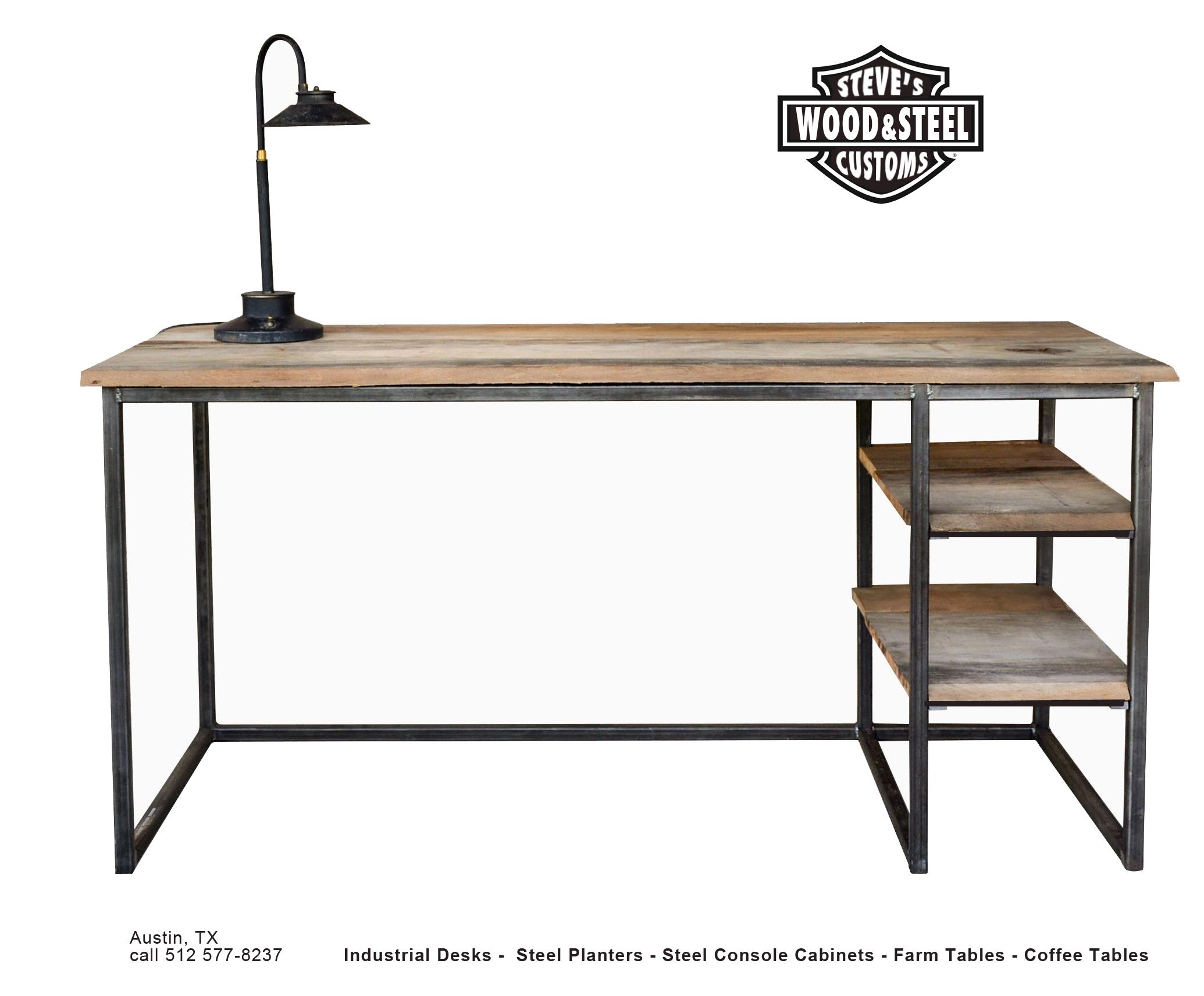 Buy a Custom Made Industrial Reclaimed Wood Desk, made to 