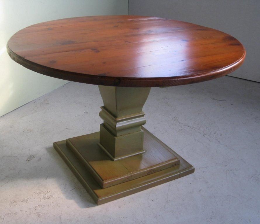 Hand Made 4ft Round Table With Tiered Pedesal Base by ECustomFinishes Reclaimed Wood Furniture