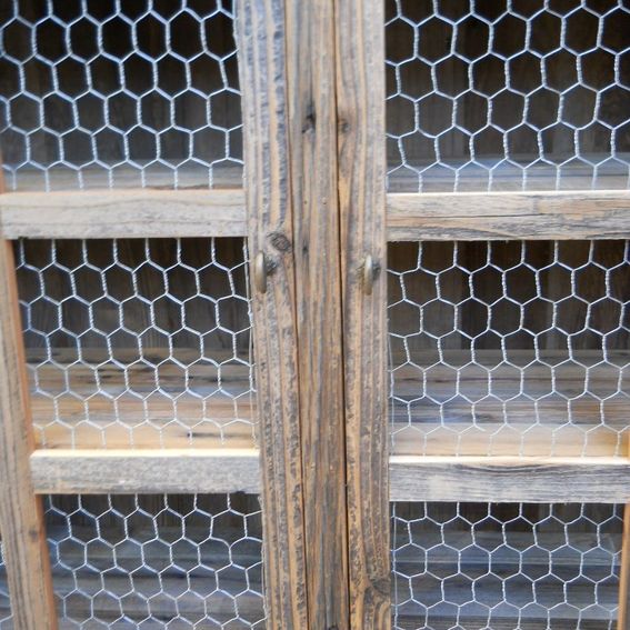 Hand Made Large Barnwood Pie With Chicken Wire by
