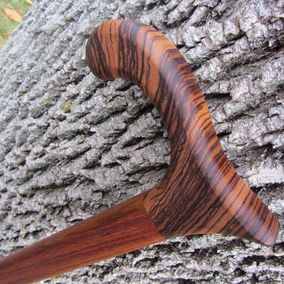 Hand Made Walking Cane  Walking Stick - Zebra Wood & Brazilian Cherry 