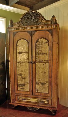 Custom Made Adirondack Rustic Armoire With Carvings