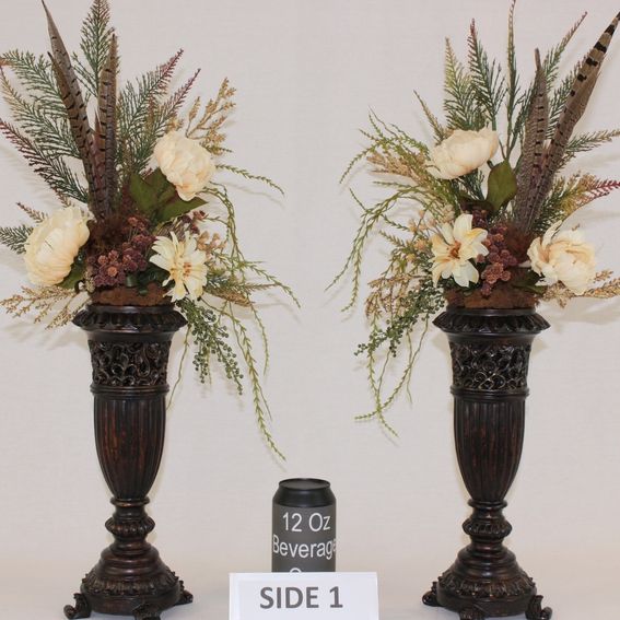 Hand Made Silk Flower Arrangement, Fireplace Mantel Decor, Dining Table