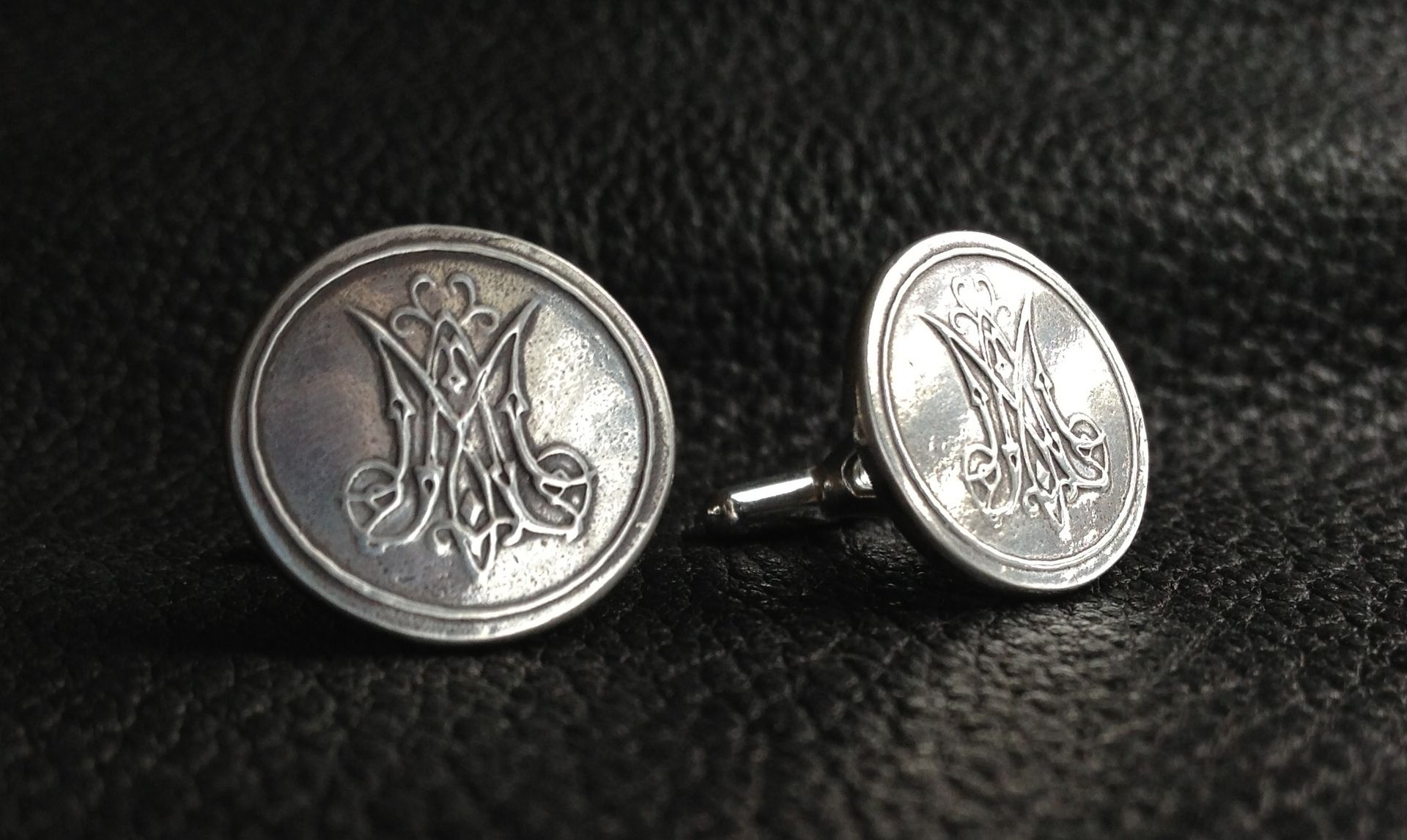 Hand Made Marian Monogram Wedding Cufflinks In Sterling Silver by