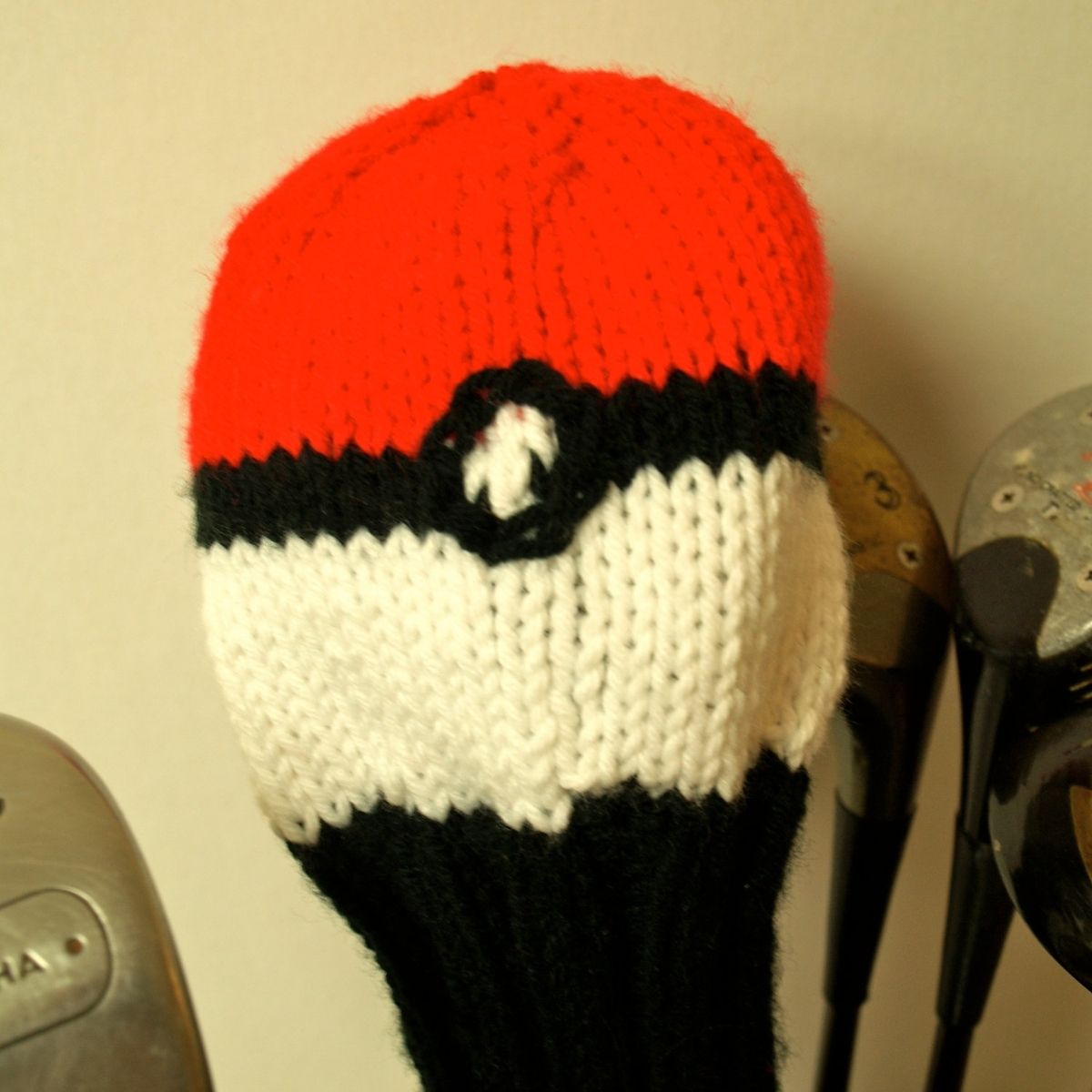 Custom Made Pokemon Pokeball Knit Golf Club Cover by Tracey Knits