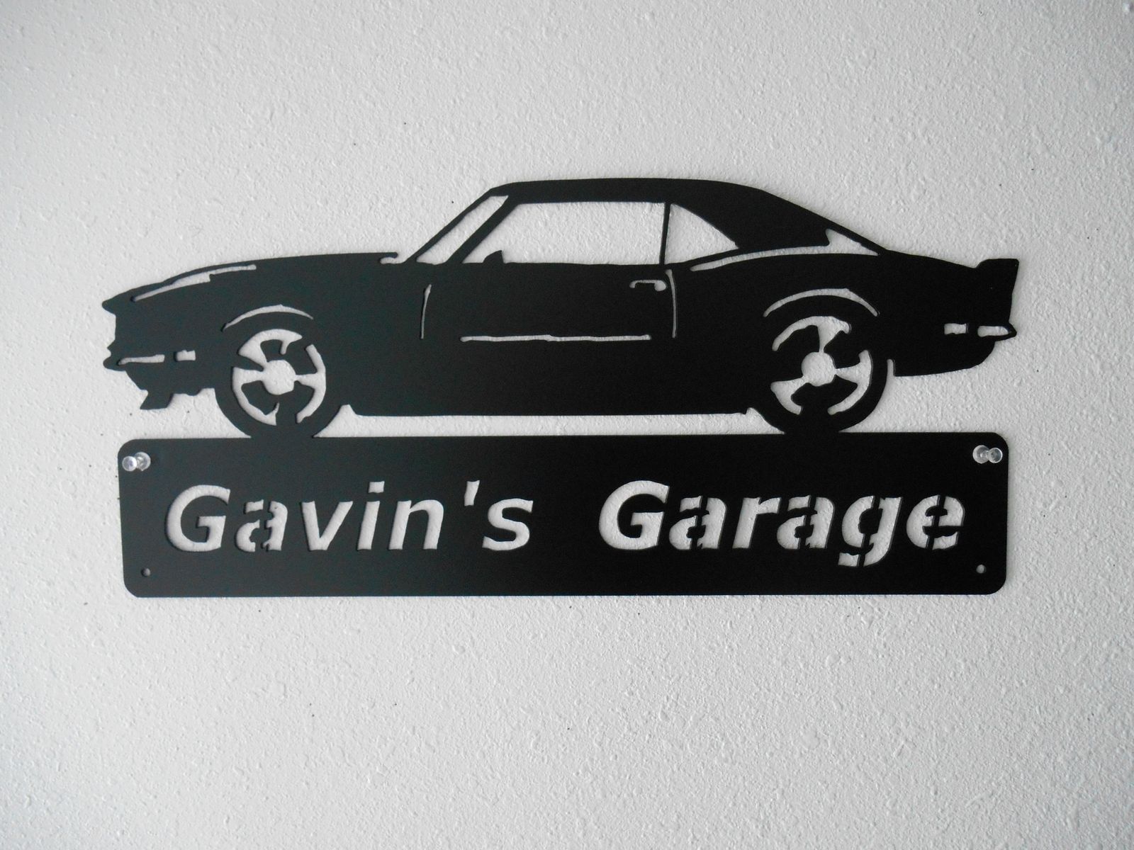 Custom Made Personalized Man Cave Classic 1968 Chevrolet Camaro Garage Sign Satin Black by Just
