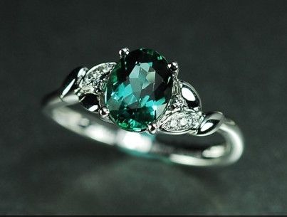 Green tourmaline wedding ring