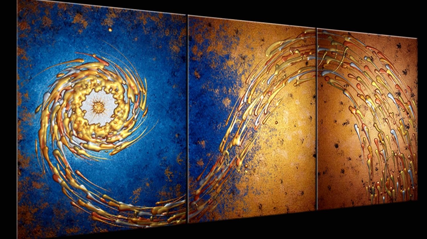 Buy Hand Made Original Painting, Contemporary Abstract Art, Blue Gold