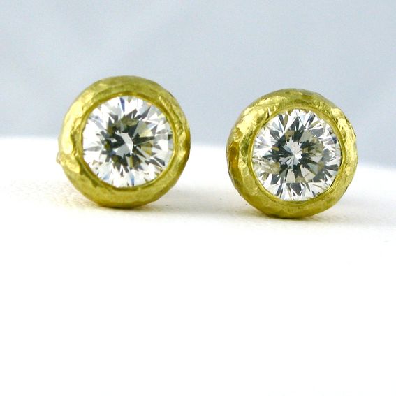 Hand Crafted Bezel Set Diamond Stud Earrings by The Perfect Setting