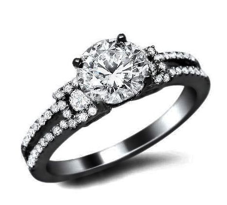 ... wedding solitaire with accents diamond engagement ring black gold 14k