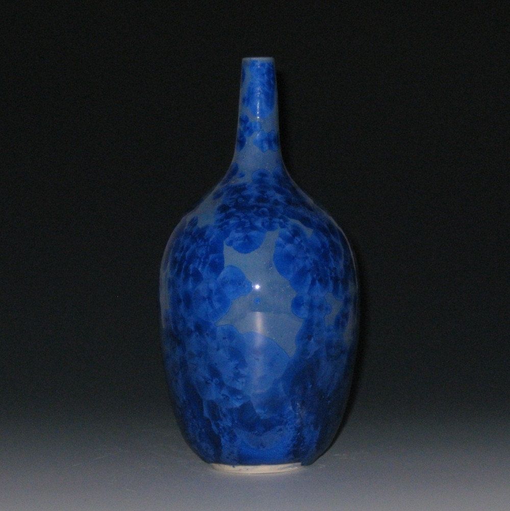 Deep Blue Crystalline Glazed Porcelain Bud Vase