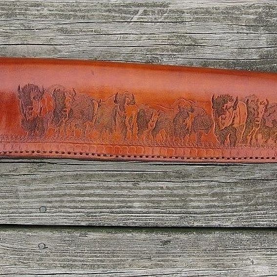 Hand Made Custom Tooled Rifle Scabbard by Red Wolf Leather