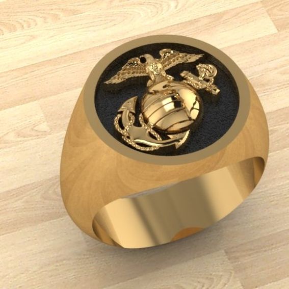 Hand Crafted 14k Gold Marine Corps Ring Licensed And Approved By Usmc