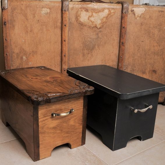 Hand Made Storage Boxes, Stepping Stools Box Bench by Eugenie Woodcraft