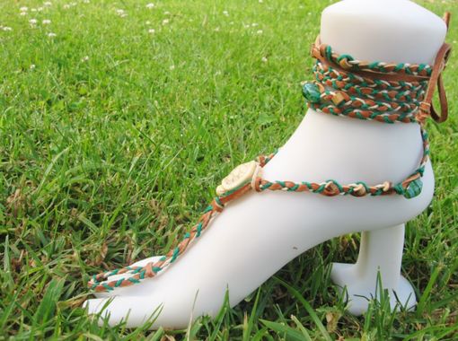 Custom Made Turtle Barefoot Sandals. Slave Anklets. Earthy Colors. Dancer Jewelry. Handmade.