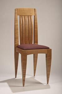 Custom Made Curly Maple Dining Chair With Upholstered Seat