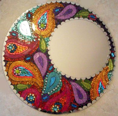 Custom Made Paisley 24" Stained Glass Mosaic Mirror