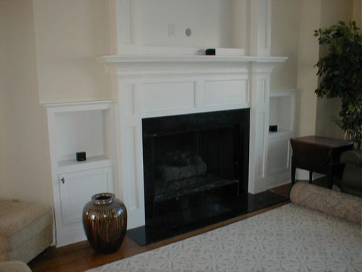 Custom Made Built In Fireplace Mantle For Flat-Screen Tv, Side Cabinets