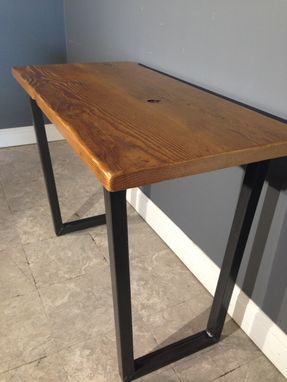 Custom Made Salvaged Urban Wood Computer Desk W/ Brooklyn Style Leg Base & Endurovar Finish