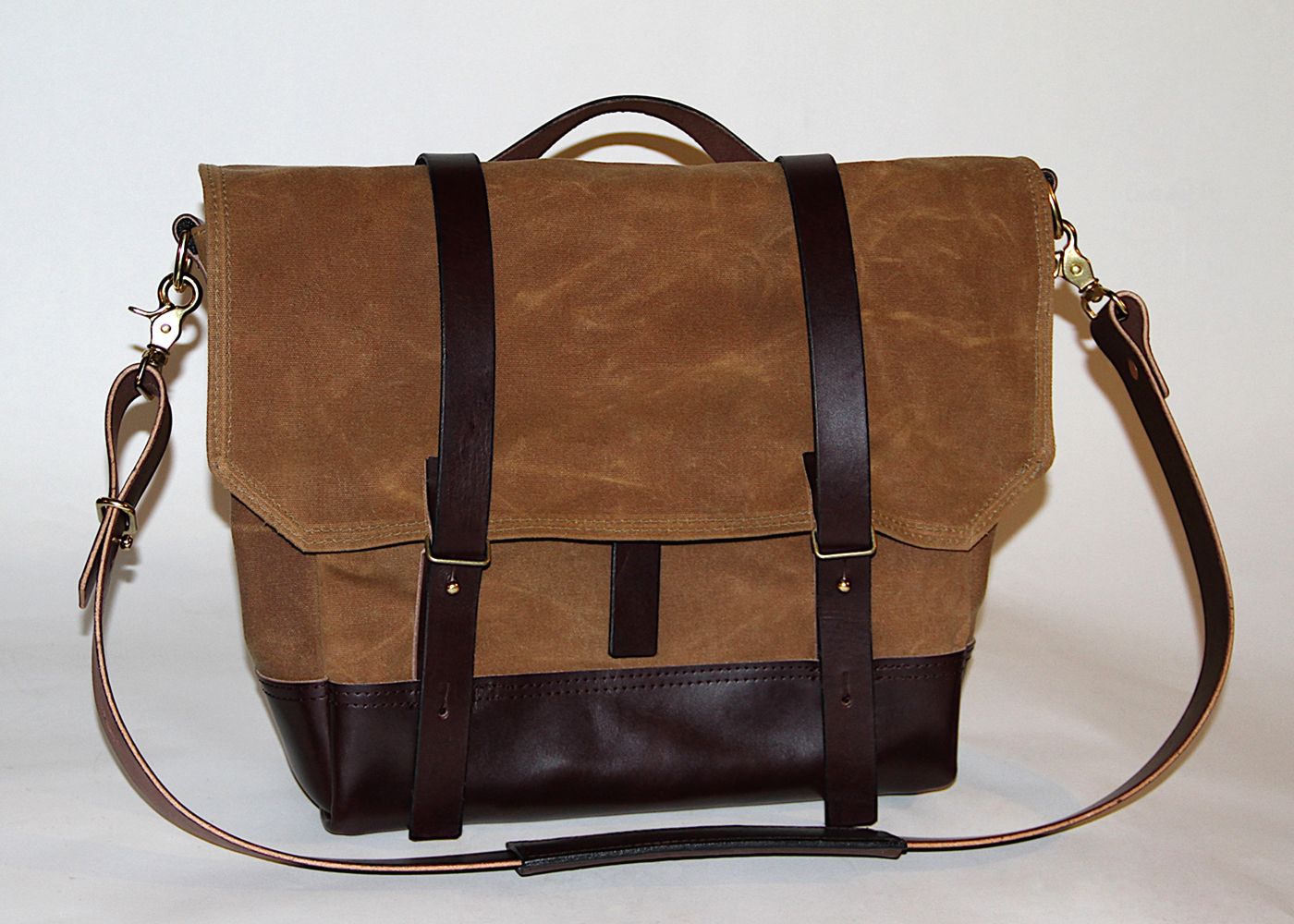 Buy a Handmade Pack Horse Waxed Canvas And English Bridle Leather Messenger Bag, made to order ...