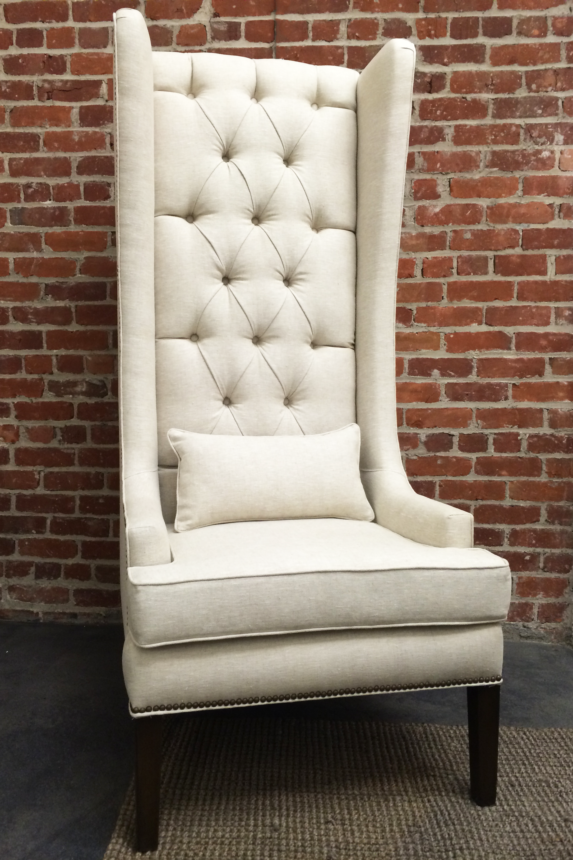 Handmade Attilio Tufted Linen Wingback Chair by Hammers And Heels