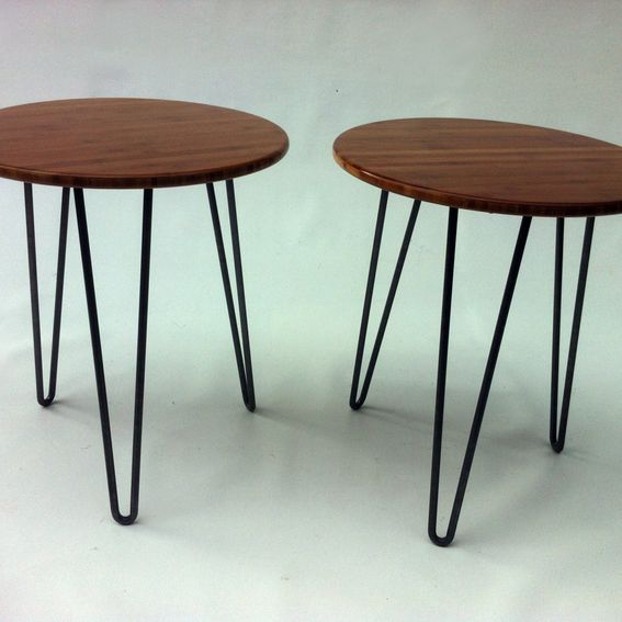 Buy Hand Made Pair Of 20” Modern Side Tables With Hairpin Legs, made to