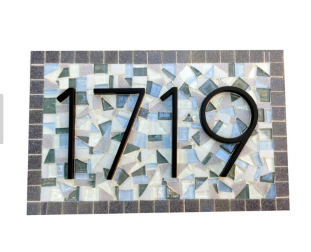 Custom Mosaic House Number Sign by Green Street Mosaics