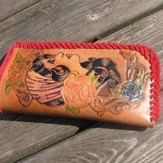 Hand Made Hand Tooled Leather Eyeglass Case by Snakebite Leather