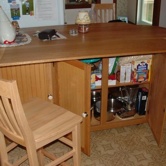 Hand Made Kitchen Island W/ Drop Leaf Sides by Yes Fine Woodworking Llc