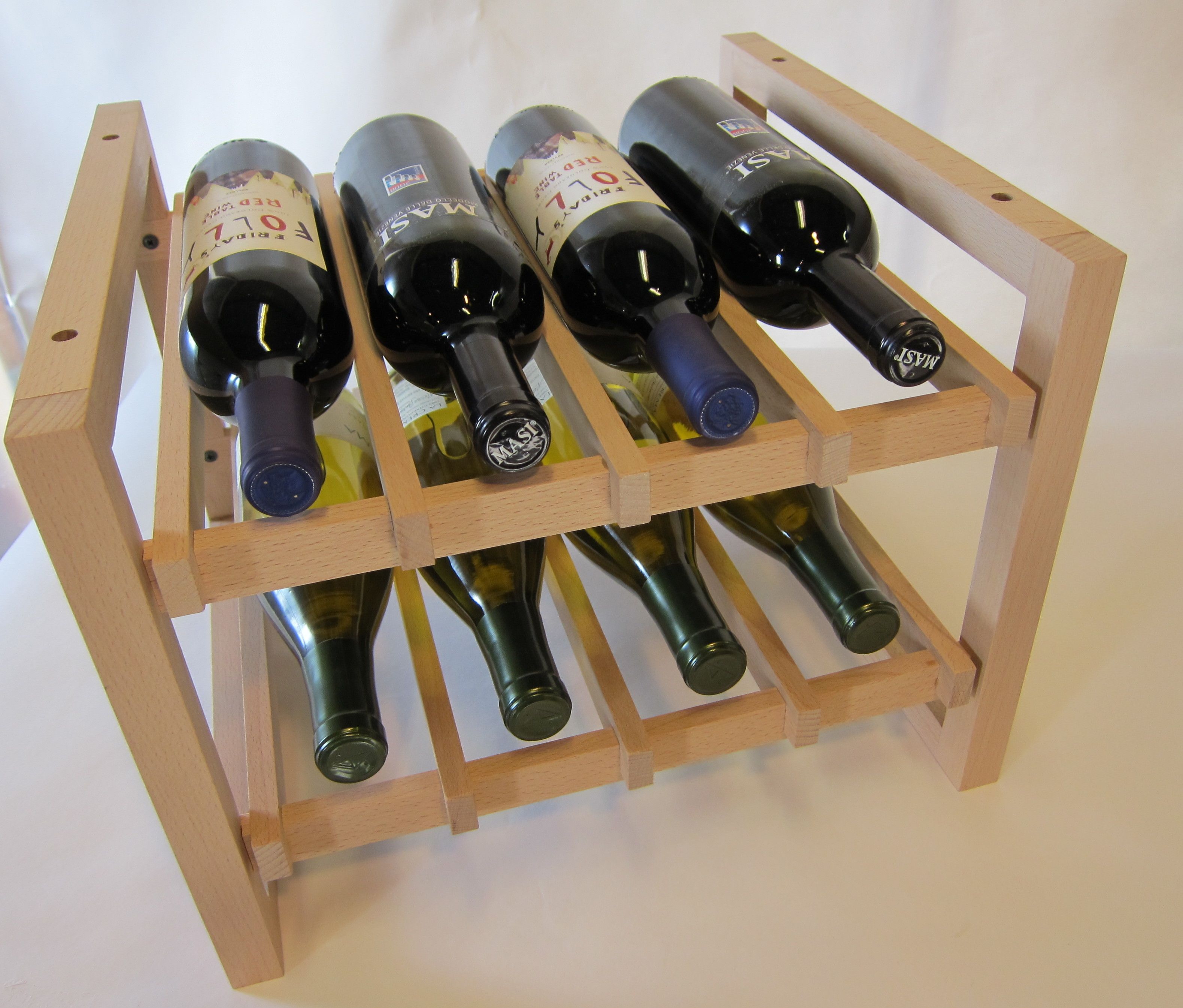 Buy Custom Beech Wood Wine Rack Small Size Holds 8 Bottles, made to order from Metz Woodworks