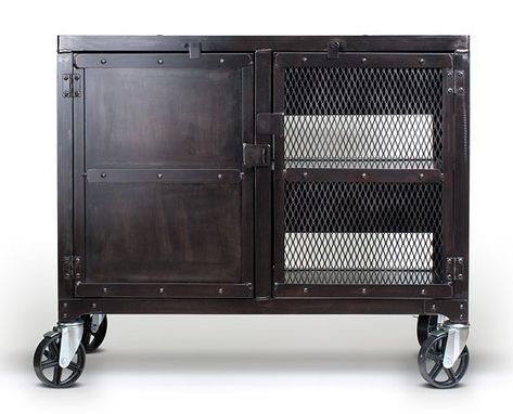 Custom Made Small Industrial Media Wine Cabinet, Tv Stand, Liquor Cart