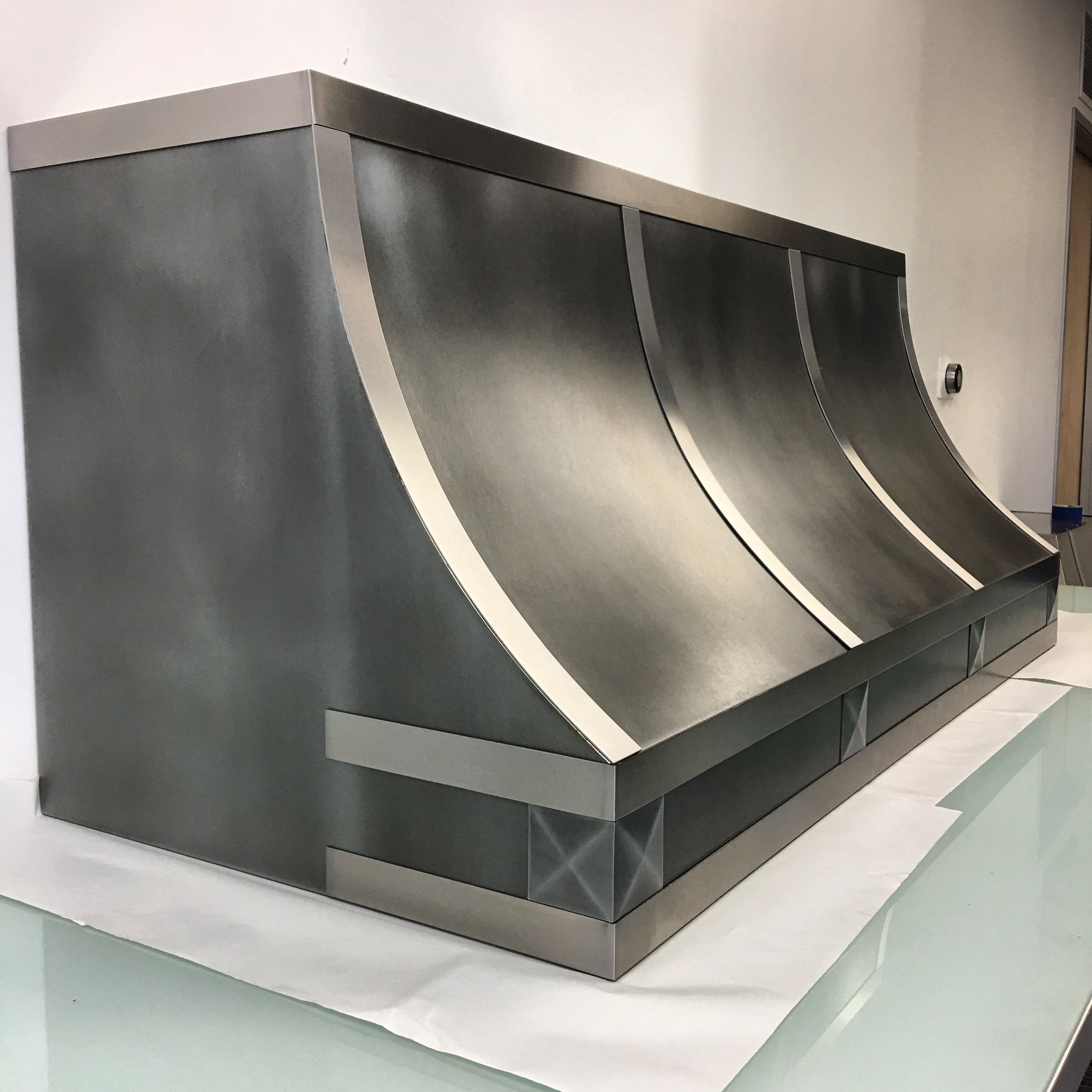 Buy Hand Crafted Patina Zinc Range Hood With Stainless Straps