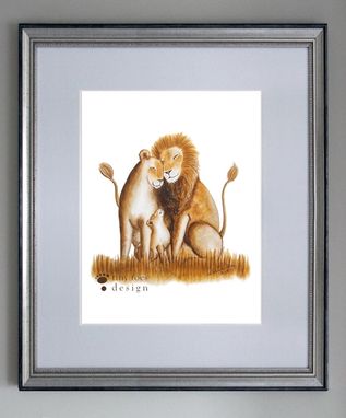 Custom Made Lion Family - Original Watercolor Illustration